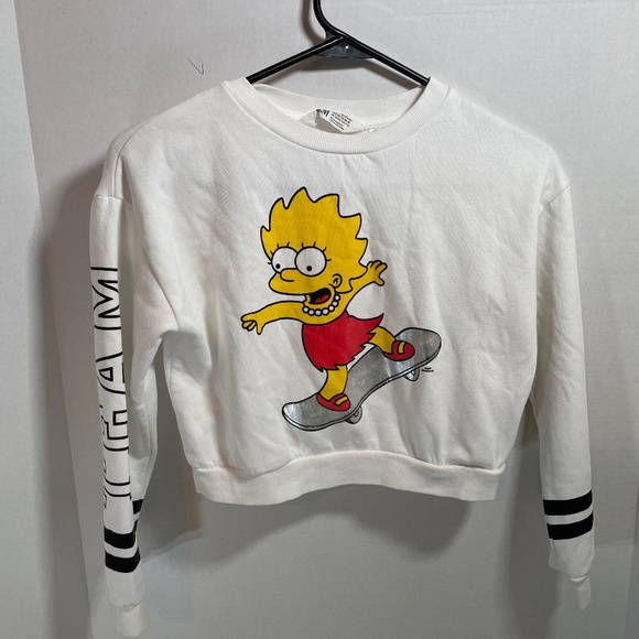 H&M The Simpsons Girls Sweatshirt Cartoon Lisa Simpson Sz 8-10 EUC - Picture 8 of 8